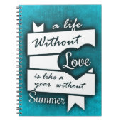 Zitat zur Liebe auf Türkis Notizblock (Vorderseite)