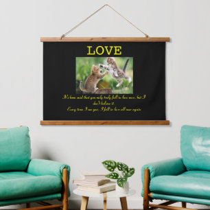 Zitat zur Liebe von Funny Cats Wandteppich Mit Holzrahmen