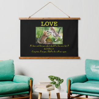 Zitat zur Liebe von Funny Cats Wandteppich Mit Holzrahmen