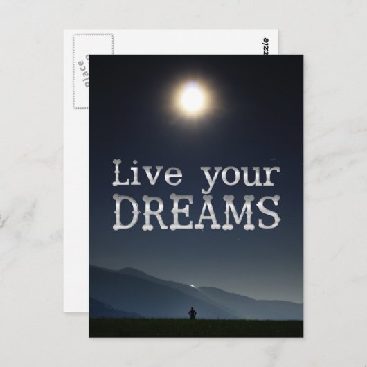 Zitat zur Motivation für Live Your Dreams Postkarte (Vorne/Hinten)