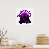 Zitat zur Stille Moderne Lila Mond-Bäume Poster (Küche)