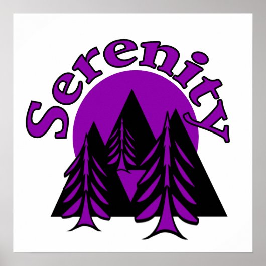 Zitat zur Stille Moderne Lila Mond-Bäume Poster (Vorne)