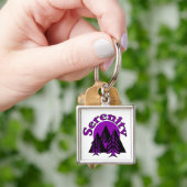 Zitat zur Stille Moderne Lila Mond-Bäume Schlüsselanhänger (Hand)