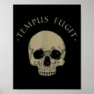 Zitat zur Stoikphilosophie Tempus Fugit-Skull-Stoi Poster