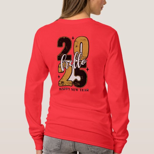 Zitate 2025 Back Hello 2025 Basic Long Sleeve T-Shirt (Rückseite)