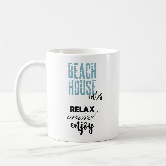 Zitate-Beach-House-Regeln Kaffeetasse (Links)