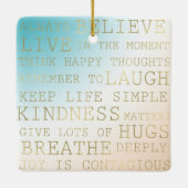 Zitate blaubraunes blaues Schwarz Herz Keramikornament (Rückseite)