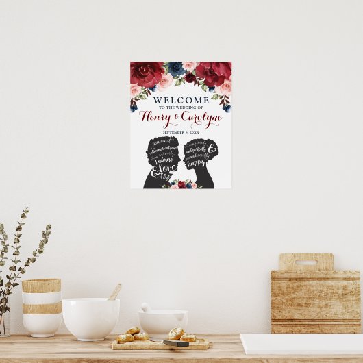 Zitate der Liebe für romantische Rose der Burgund Poster (Küche)