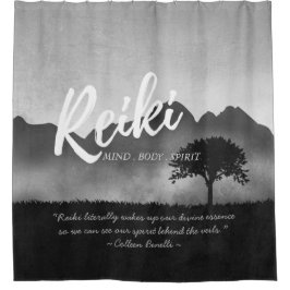 Zitate der Yoga-Mediationslehrer von B&W Reiki Mas Duschvorhang