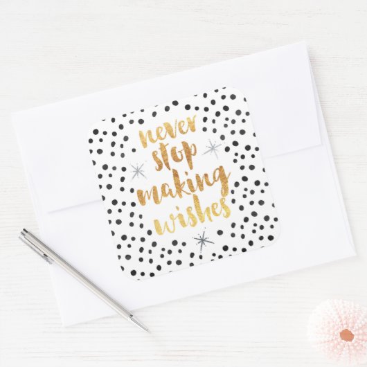 Zitate für Wünsche Quadratischer Aufkleber (Umschlag)