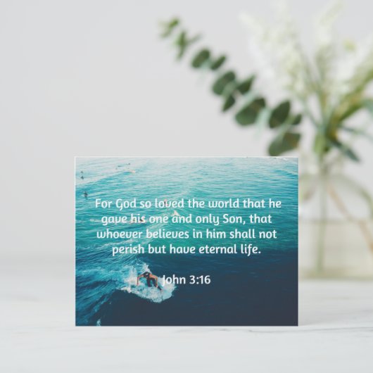 Zitate Gottes: John 3:16 — "Für Gott hat die Welt Postkarte (Stehend Vorderseite)