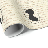 Zitate Janes Austen und Silhouette-Porträt Geschenkpapier (Rolleneckpunkt)