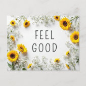 Zitate mit Inspiration fühlen sich gut gelb blühen Postkarte (Vorderseite)