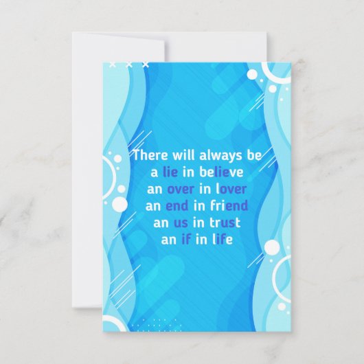 Zitate über Liebe, Leben und Freundschaft Dankeskarte (Vorderseite)