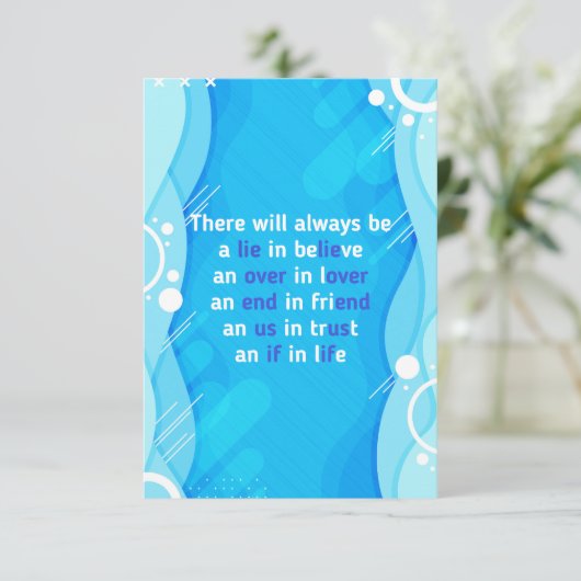 Zitate über Liebe, Leben und Freundschaft Dankeskarte (Stehend Vorderseite)