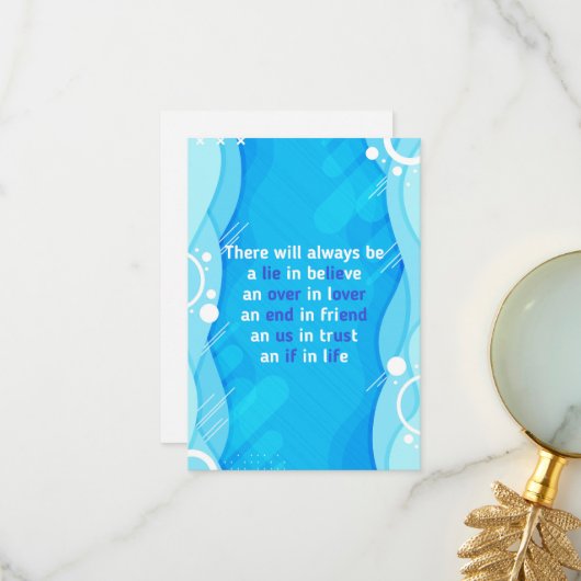 Zitate über Liebe, Leben und Freundschaft Dankeskarte (Vorderseite/Rückseite Beispiel)