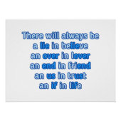 Zitate über Liebe, Leben und Freundschaft Poster (Vorderseite)