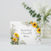 Zitate von Goodness-Gelben Blumen Postkarte (Stehend Vorderseite)