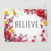 Zitate von Inspiration glauben rosa gelb Postkarte (Vorderseite)