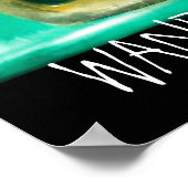 Zitatposter wanderlust mit Vintagem Koffer Poster (Ecke)