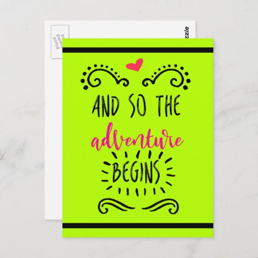 Zitattypografie | Und so beginnt das Abenteuer Postkarte (Vorne/Hinten)