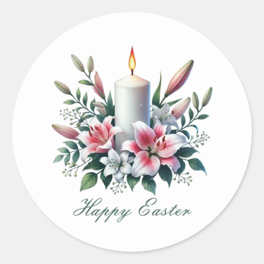 Zitiere Frohe Ostern Kerze Runder Aufkleber (Vorderseite)