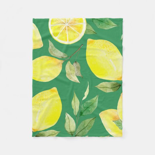 Zitrone, Aquarellmuster, Hintergrund, Obst, Tapete Fleecedecke (Vorderseite)