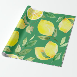 Zitrone, Aquarellmuster, Hintergrund, Obst, Tapete Geschenkpapier