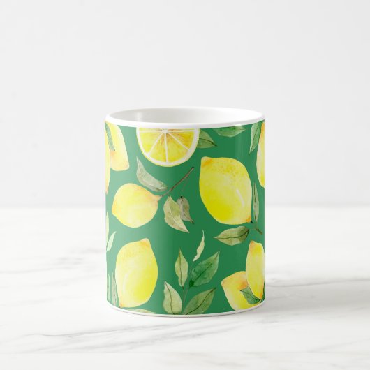 Zitrone, Aquarellmuster, Hintergrund, Obst, Tapete Kaffeetasse (Mittel)
