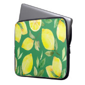 Zitrone, Aquarellmuster, Hintergrund, Obst, Tapete Laptopschutzhülle (Vorderseite Links)