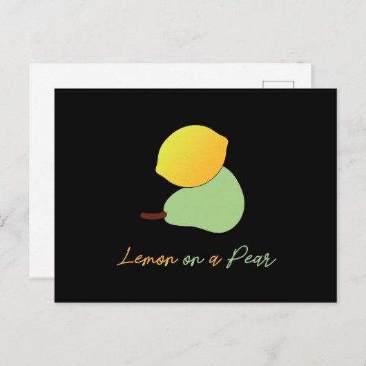 Zitrone auf einer Birne. Funny Punny spielt. Liebh Postkarte (Vorne/Hinten)