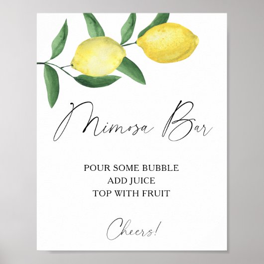Zitrone aus Aquarell - Mimosa Bar Poster (Vorne)