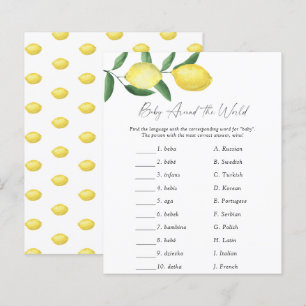Zitrone - Baby rund um die Welt Baby Shower Spiel