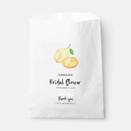 Zitrone Brautparty danke Ihnen Aquarellschrift Geschenktütchen (Vorderseite)
