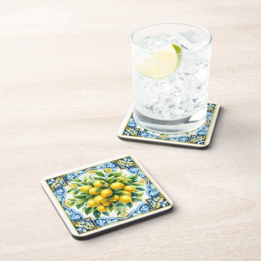 Zitrone Fliese Plastik Untersetzer Set (Rechte Seite)