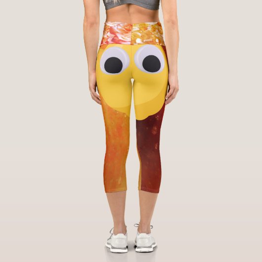Zitrone, Frucht mit googlischen Augen und Apfelwei Capri Leggings (Rückseite)