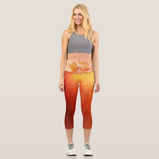 Zitrone, Frucht mit googlischen Augen und Apfelwei Capri Leggings (Vorderseite)