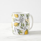 Zitrone, grüne Zweige: abstraktes Muster. Kaffeetasse (VorderseiteRechts)