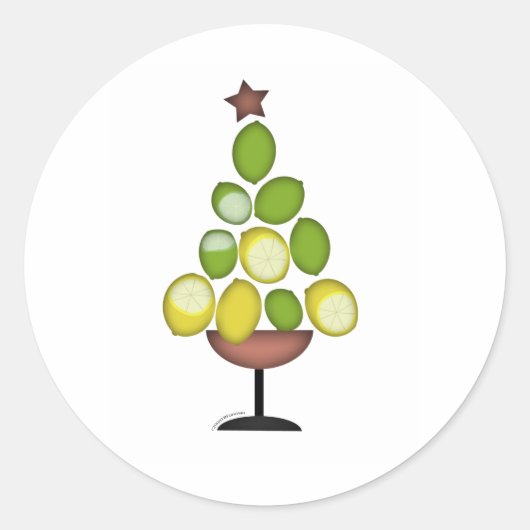 Zitrone Limoner Weihnachtsbaum mit Stern/Martini-G Runder Aufkleber (Vorderseite)