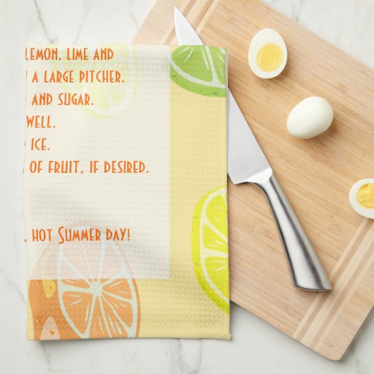 Zitrone, Limones, orange Zitrusfrucht Ade Rezept Handtuch (Viertel Falte)