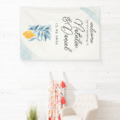 Zitrone mit blauen Blätter botanische Abbildung Banner (InSitu)