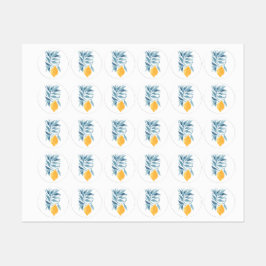 Zitrone mit blauen Blätter botanische Abbildung Etiketten