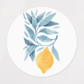 Zitrone mit blauen Blätter botanische Abbildung Etiketten (Design 2)