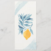 Zitrone mit blauen Blätter botanische Abbildung Menükarte (Rückseite)