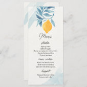 Zitrone mit blauen Blätter botanische Abbildung Menükarte (Vorne/Hinten)