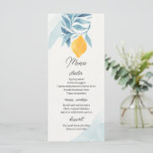 Zitrone mit blauen Blätter botanische Abbildung Menükarte (Stehend Vorderseite)