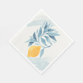 Zitrone mit blauen Blätter botanische Abbildung Serviette (Ecke)