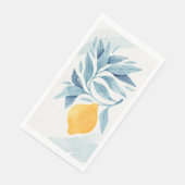 Zitrone mit blauen Blätter botanische Abbildung Serviette (Ecke)
