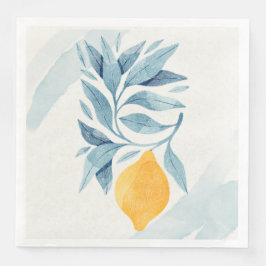 Zitrone mit blauen Blätter botanische Abbildung Serviette