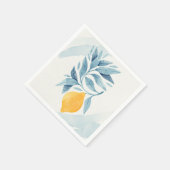 Zitrone mit blauen Blätter botanische Abbildung Serviette (Ecke)